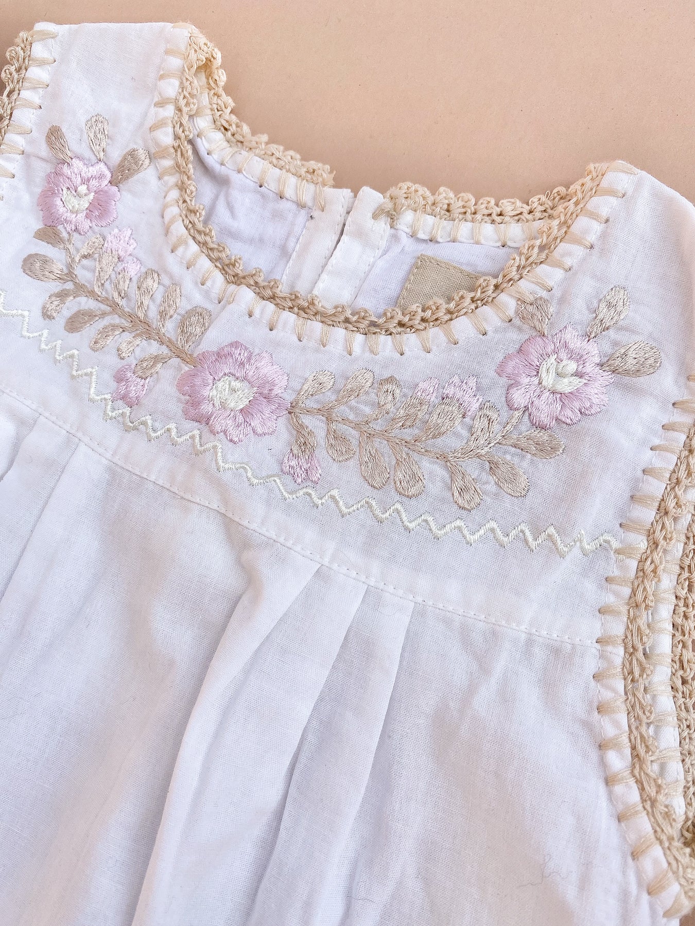 CHASING UNICORNS Kids Crochet Panel Cotton Embroidered Maxi Dress