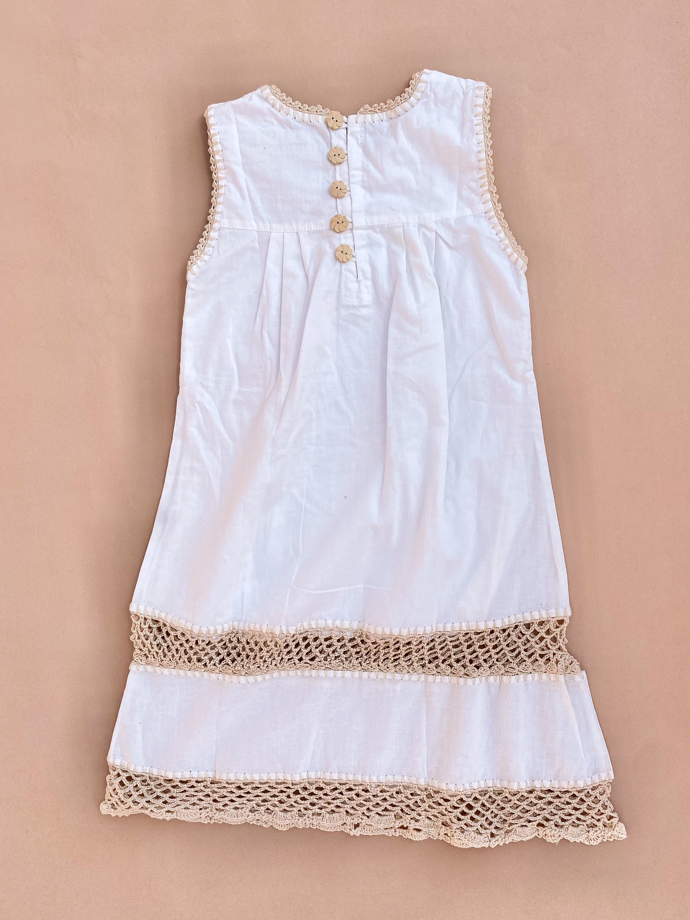 CHASING UNICORNS Kids Crochet Panel Cotton Embroidered Maxi Dress