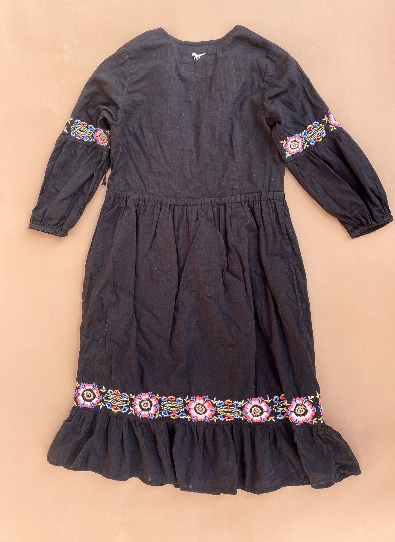 CHASING UNICORNS Kids Black Cotton Embroidered Maxi Dress 5-7