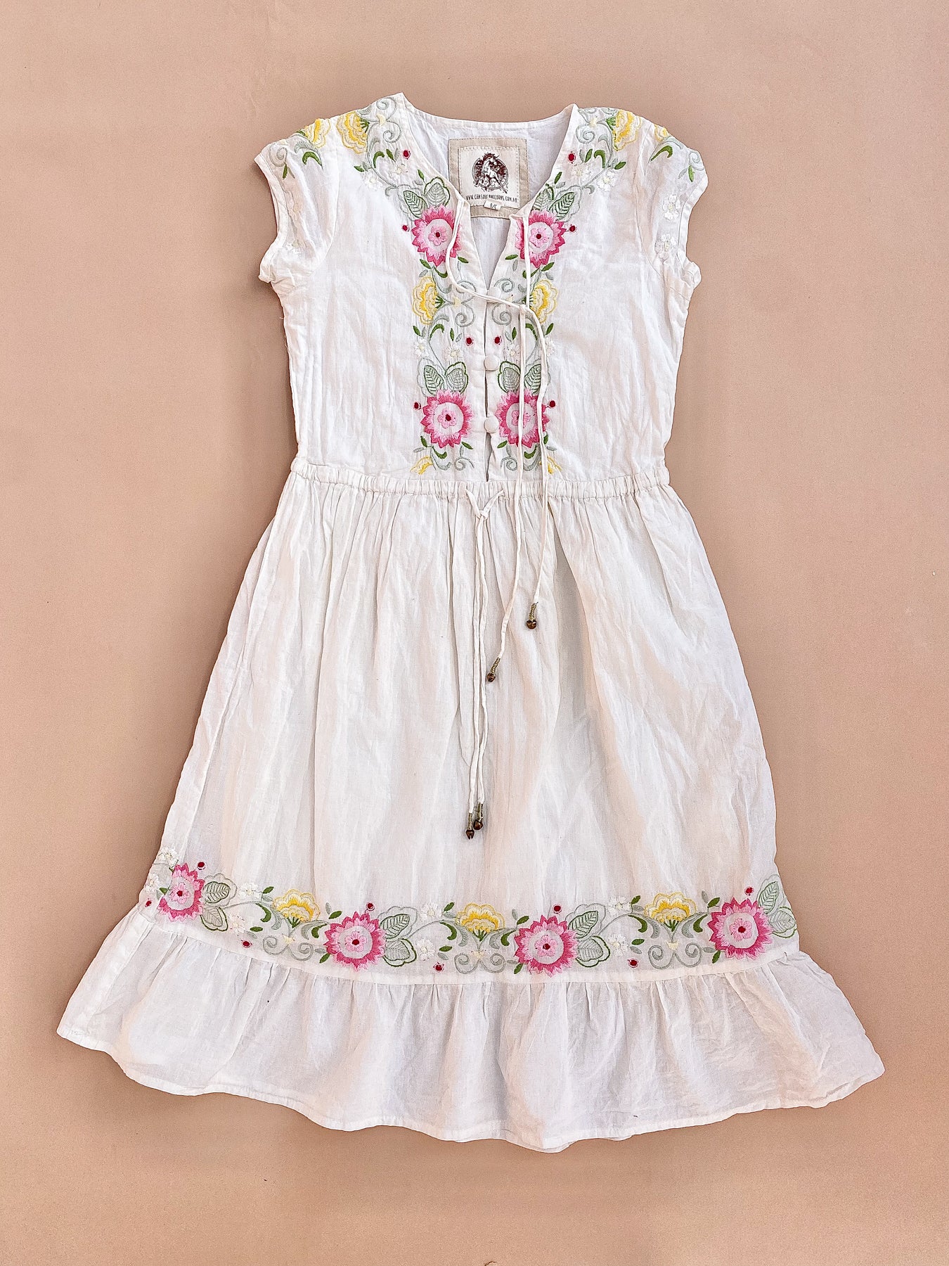 CHASING UNICORNS Kids Ivory Cotton Embroidered Maxi Dress 5-7