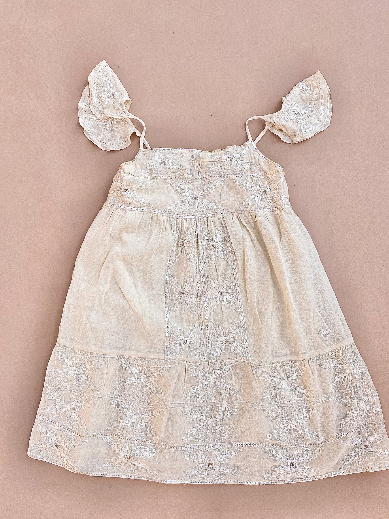 CHASING UNICORNS Kids Silk Sequin Cap Sleeve Mini Dress 9-10