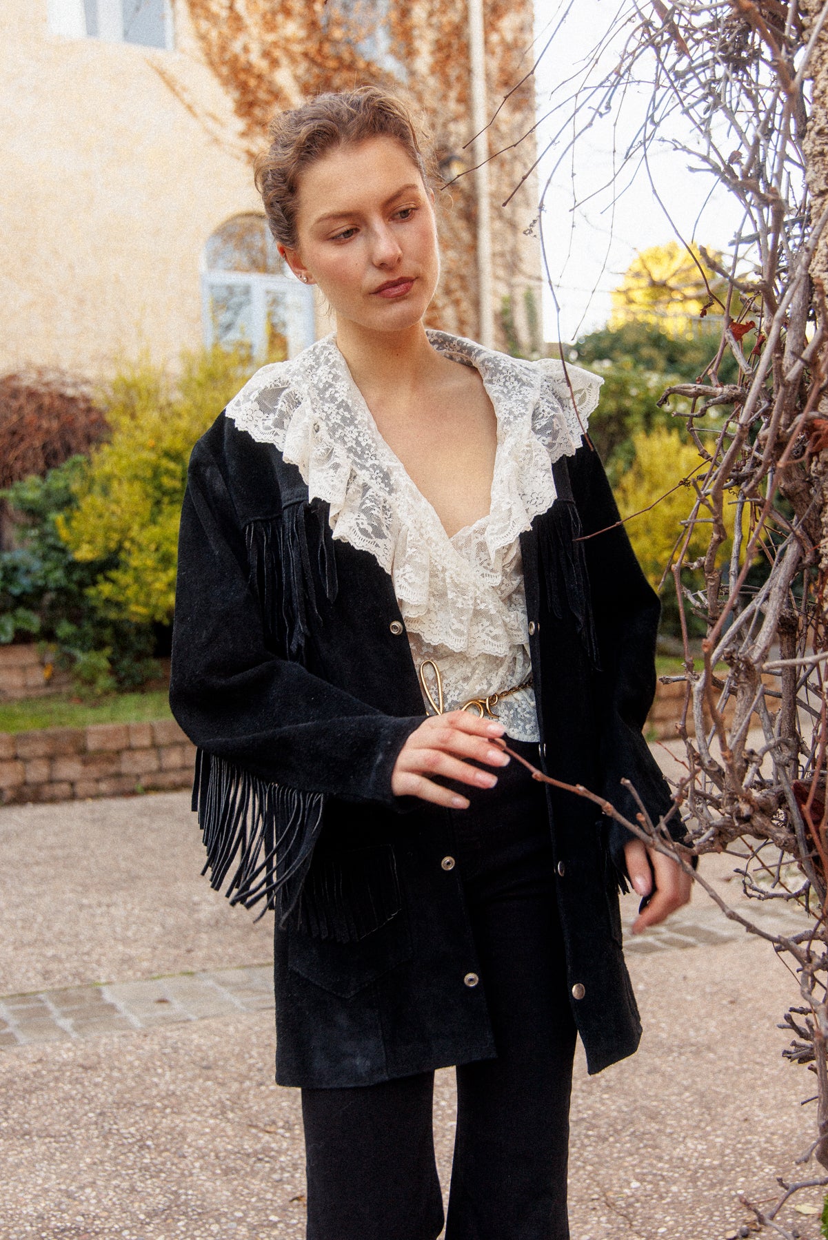 VINTAGE 1960's Black Suede Leather Frigne Jacket S/M