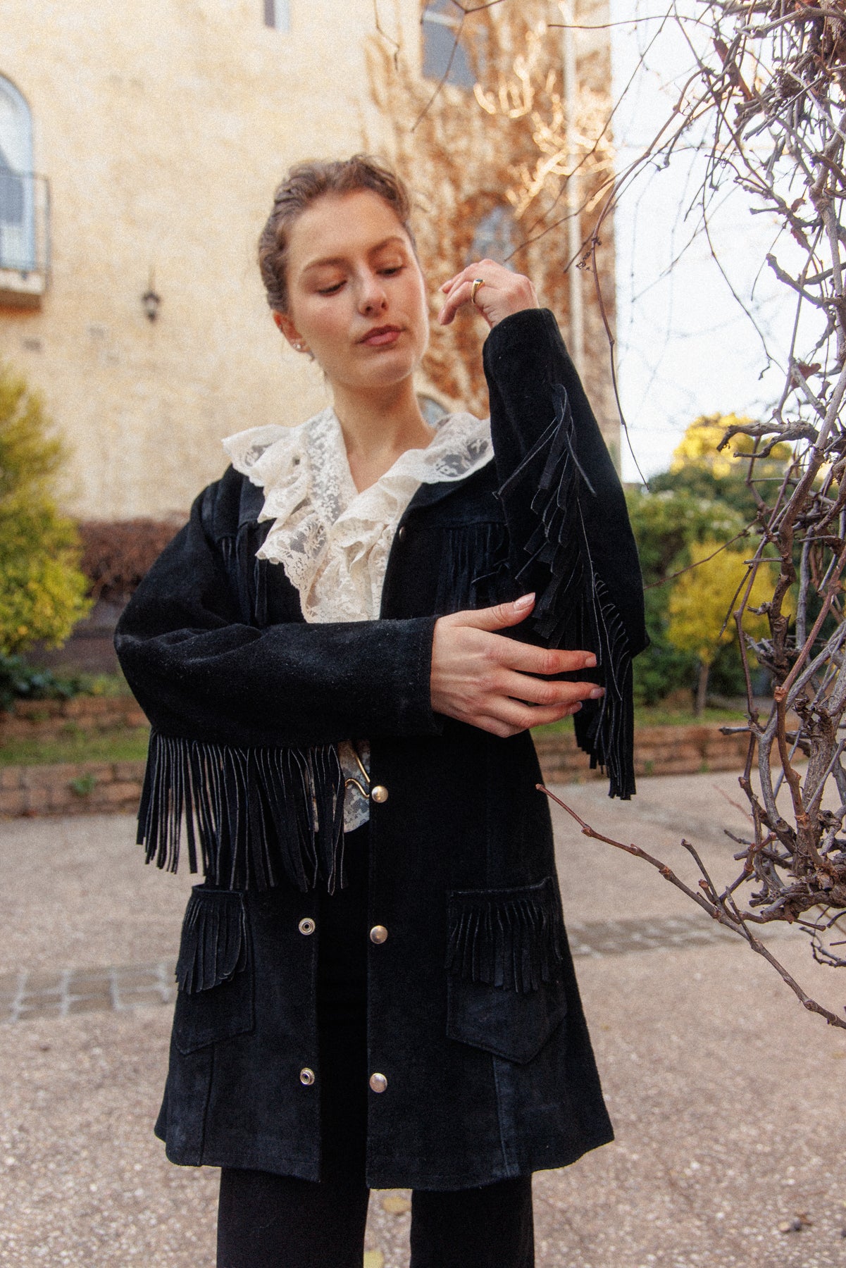 VINTAGE 1960's Black Suede Leather Frigne Jacket S/M