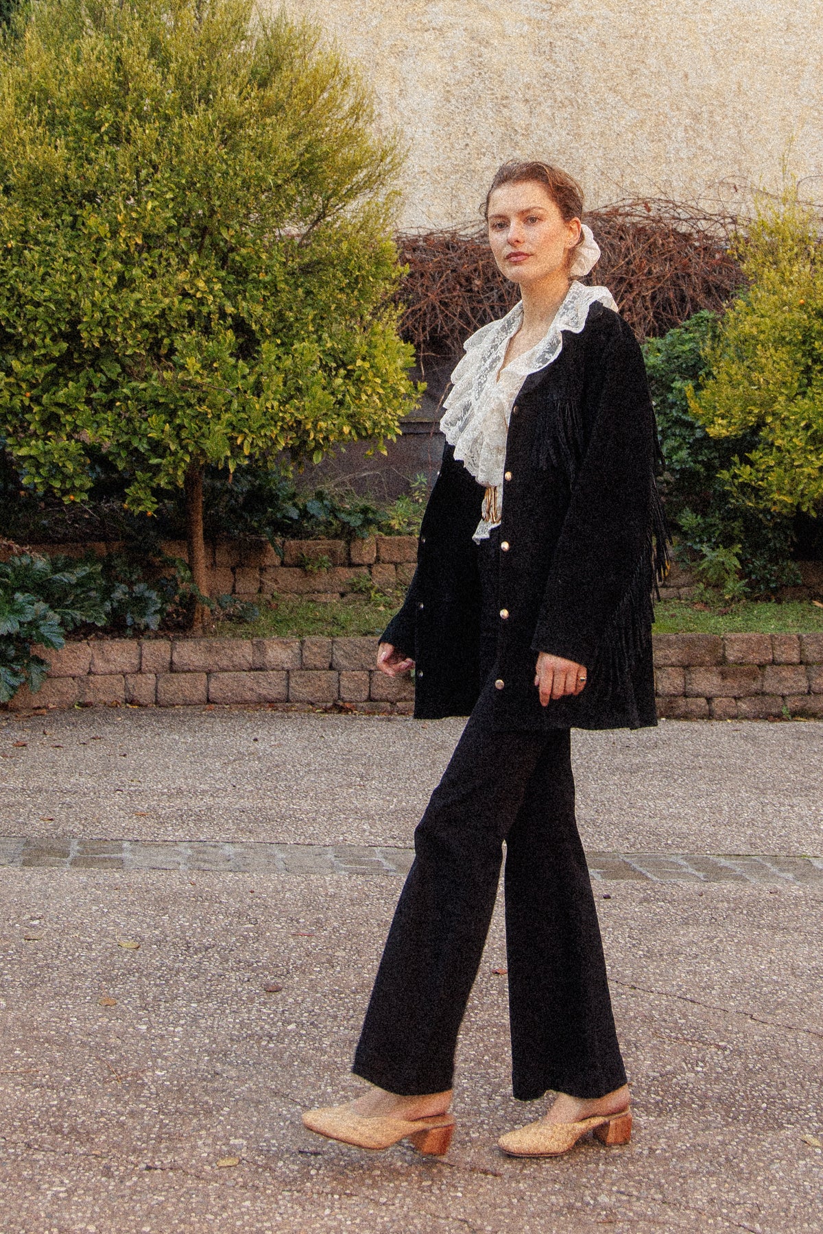 VINTAGE 1960's Black Suede Leather Frigne Jacket S/M