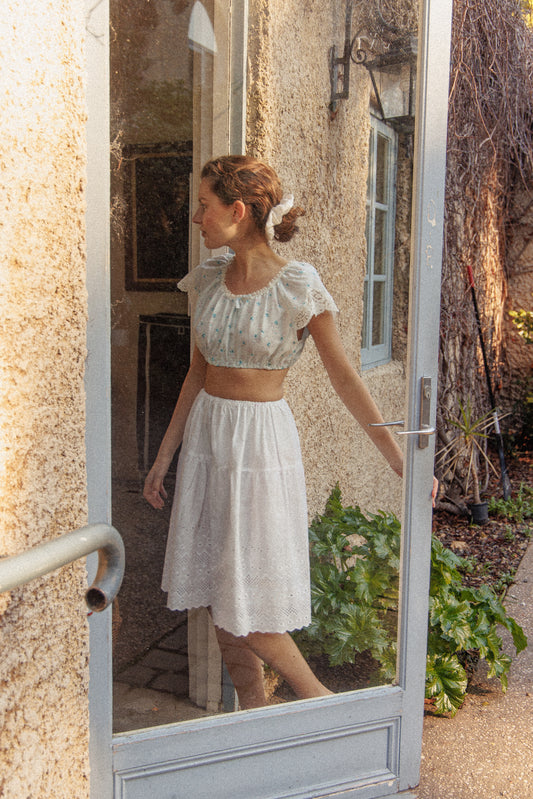 VINTAGE Reworked Blue Floral Cropped Cami XS/S