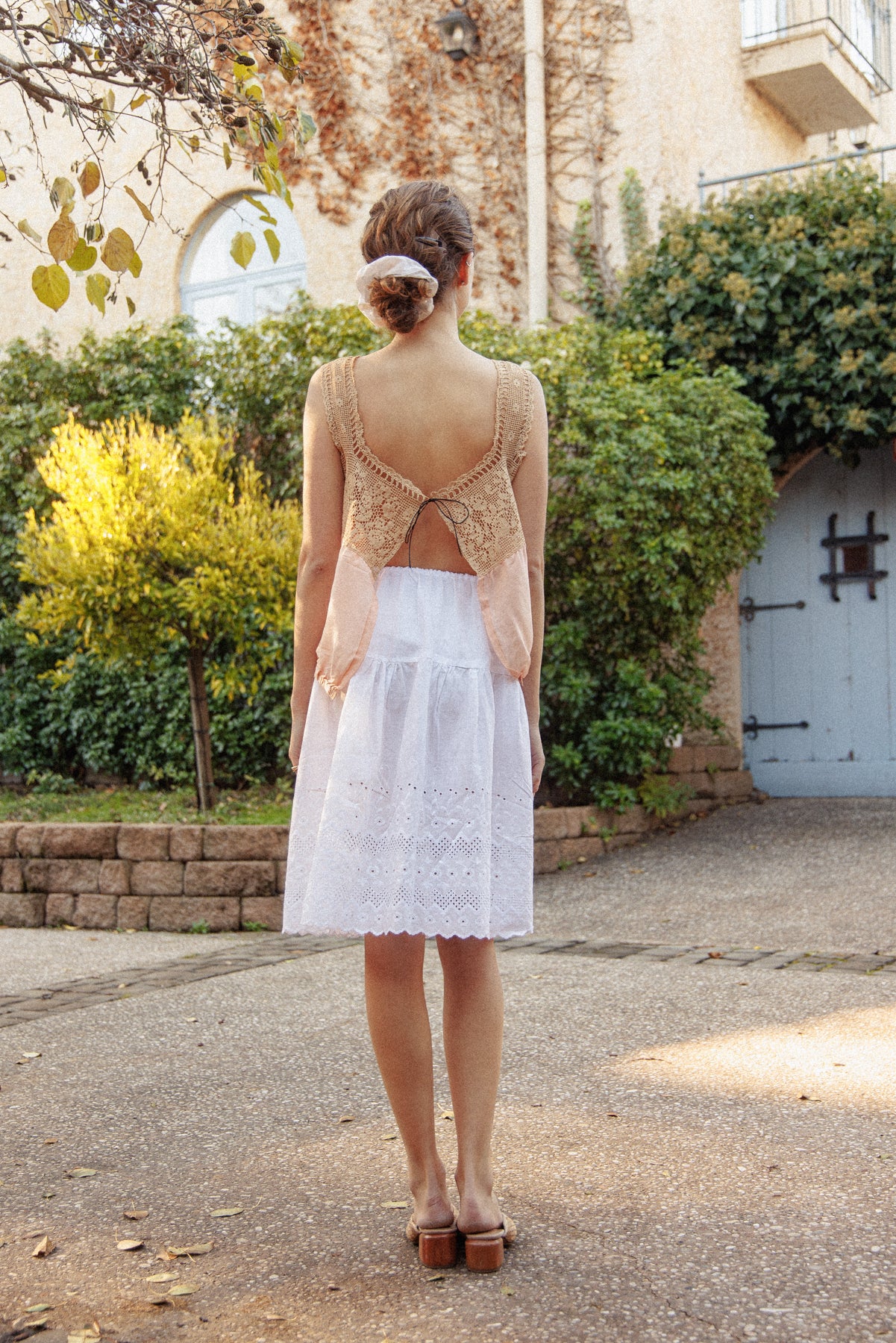 VINTAGE 1900's Antique Edwardian Chrochet Yoke Chiffon Silk Cami M/L