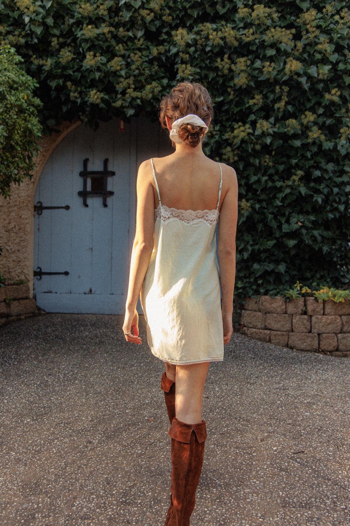 VINTAGE Cotton Seafoam Green Mini Chemise Dress S/M