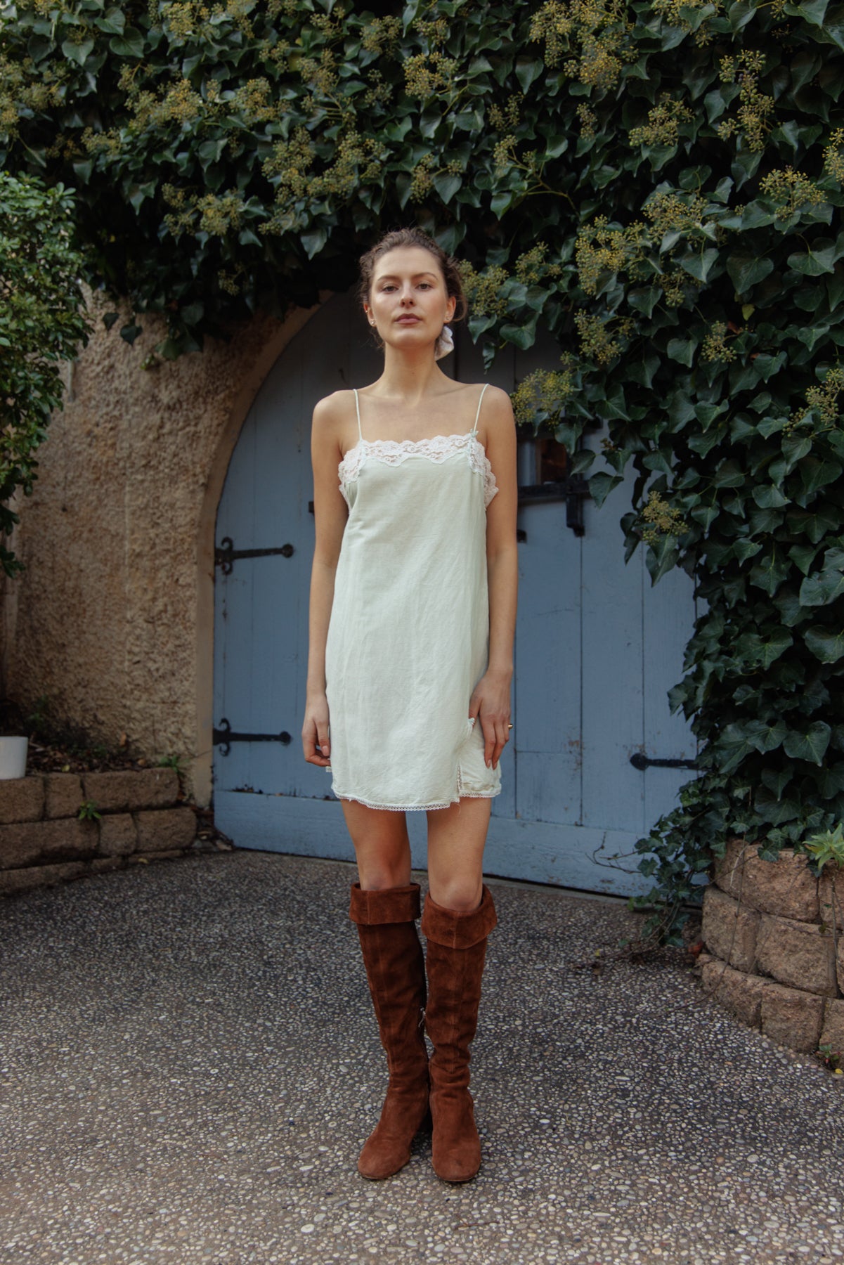 VINTAGE Cotton Seafoam Green Mini Chemise Dress S/M