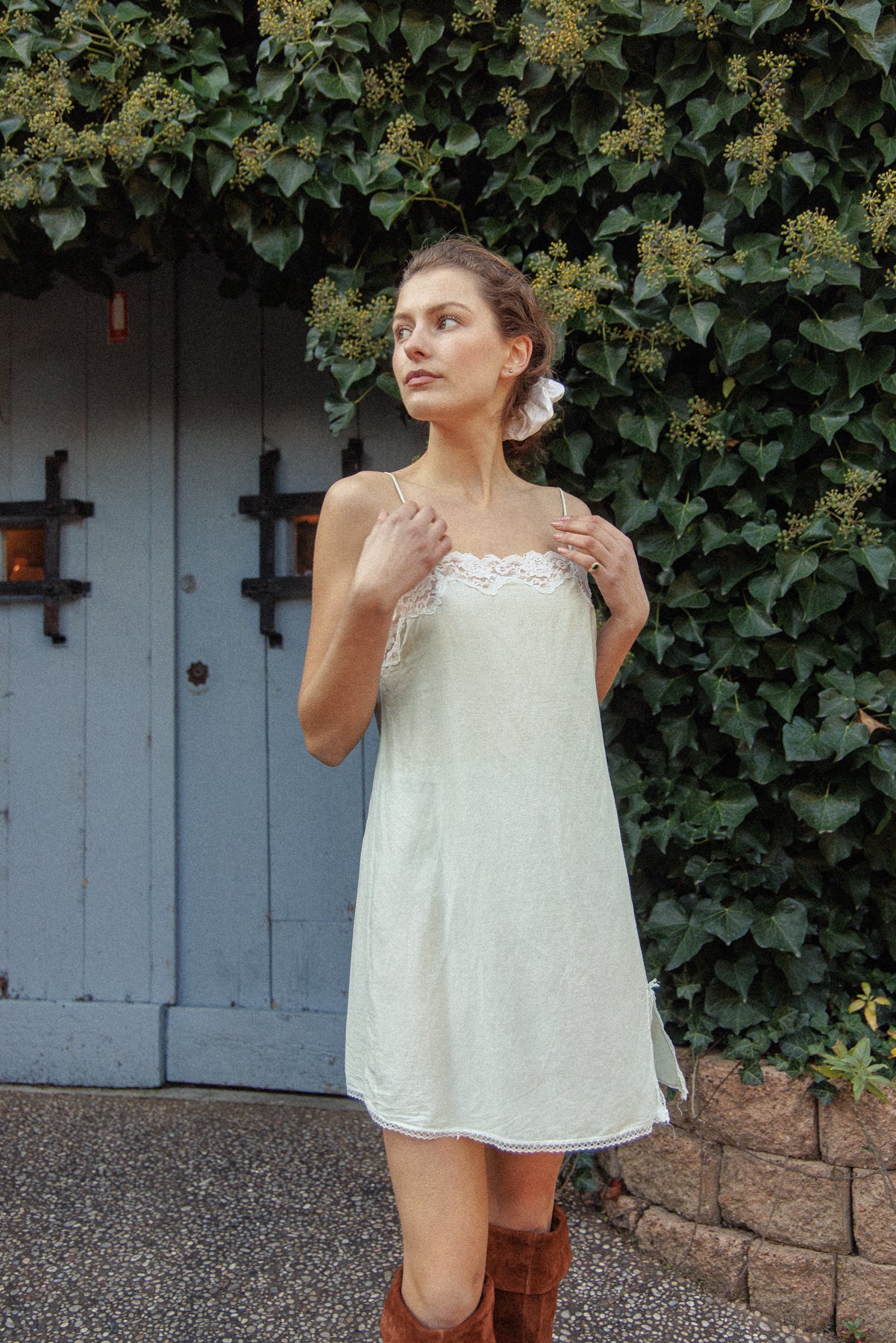VINTAGE Cotton Seafoam Green Mini Chemise Dress S/M