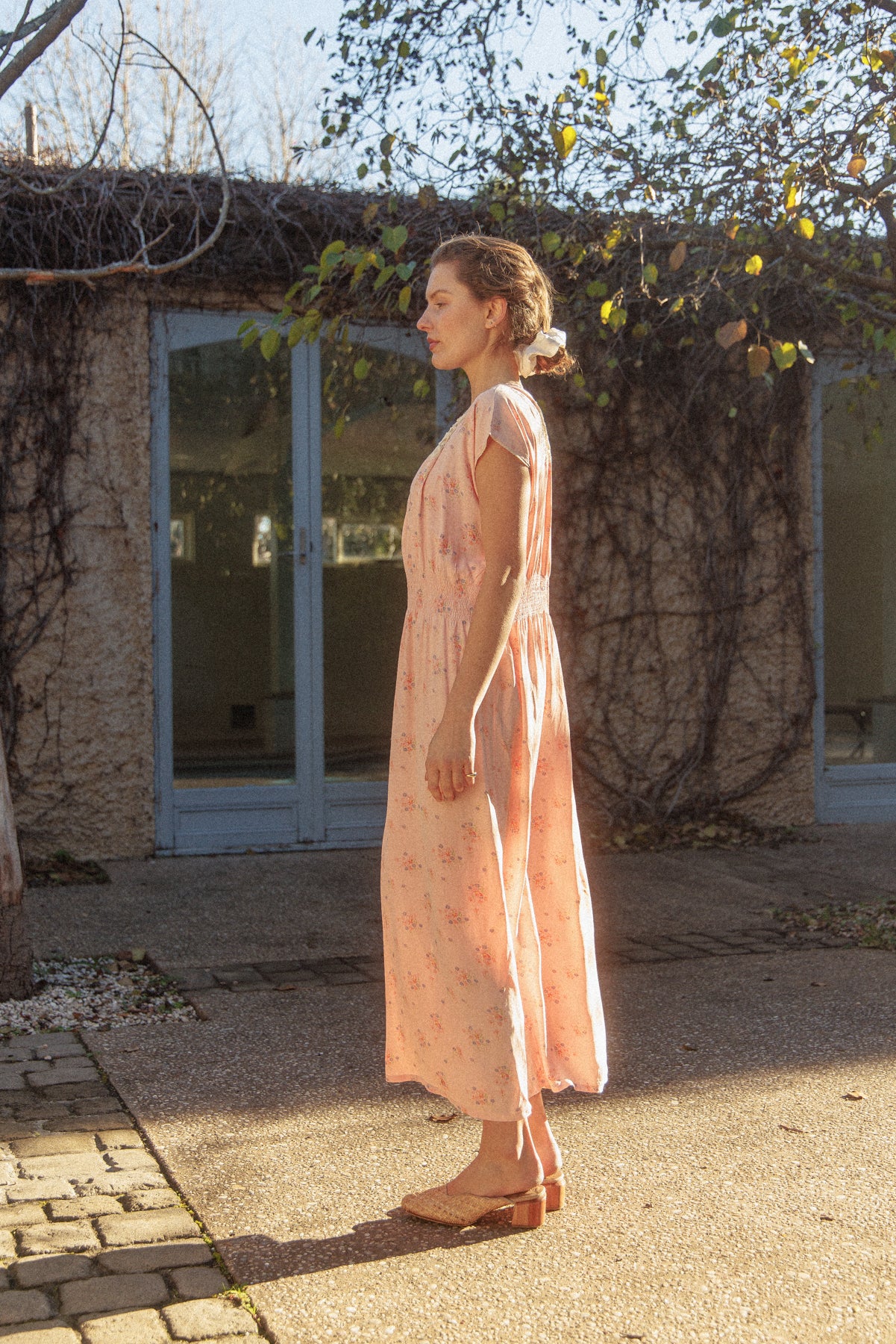 VINTAGE 1930's Tatted Lace Floral Maxi Nightgown Dress M/L