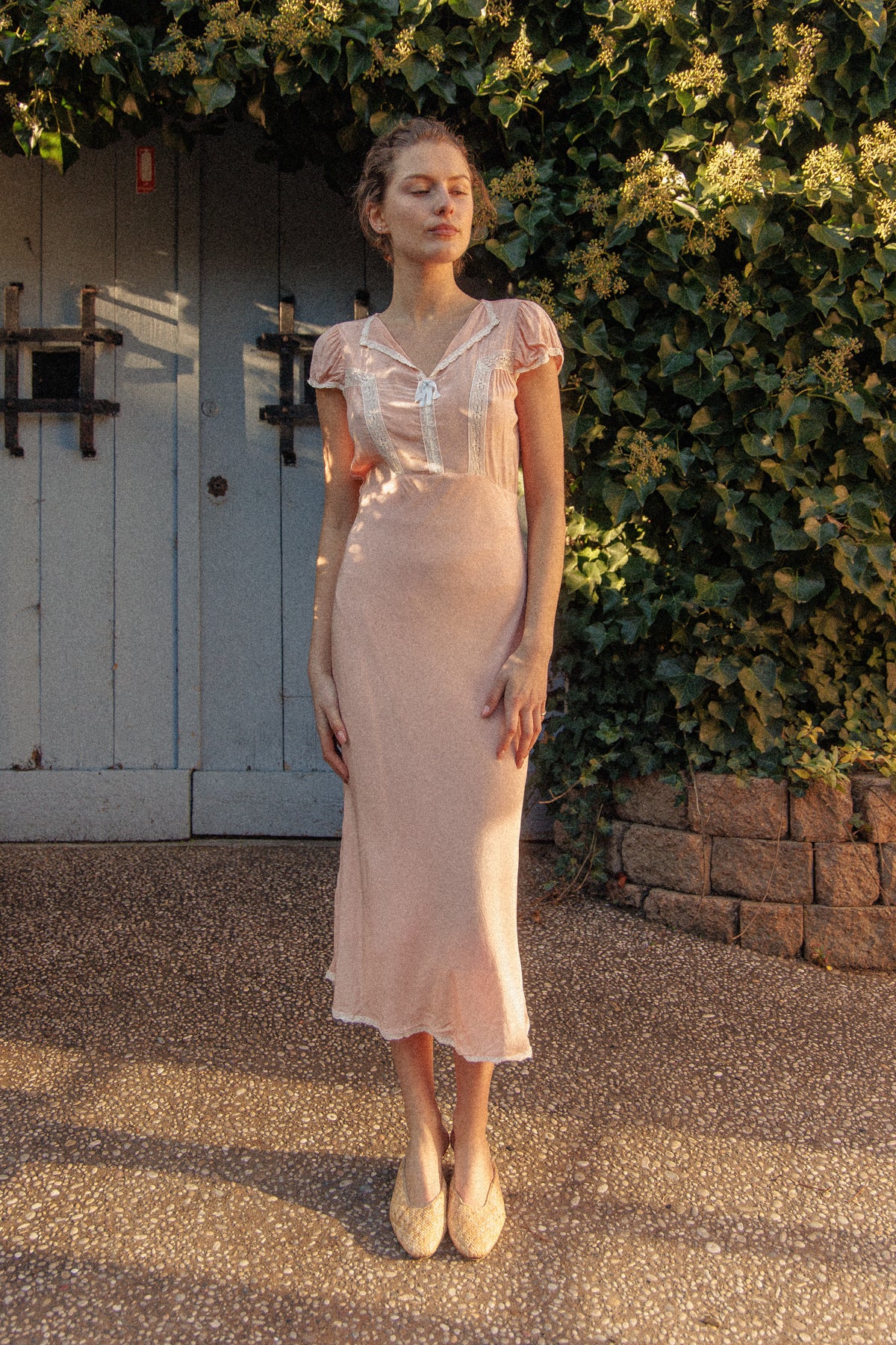 PRELOVED Pink Cap Sleeve Midi Nightgown Dress S