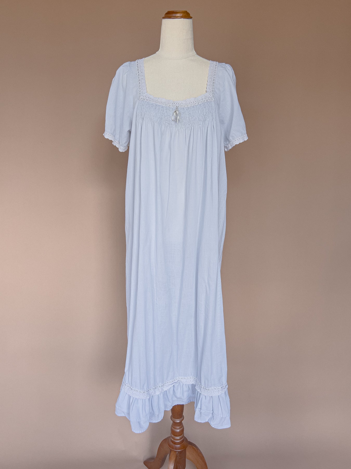 VINTAGE Powder Blue Cotton Nightgown Dress S/M/L