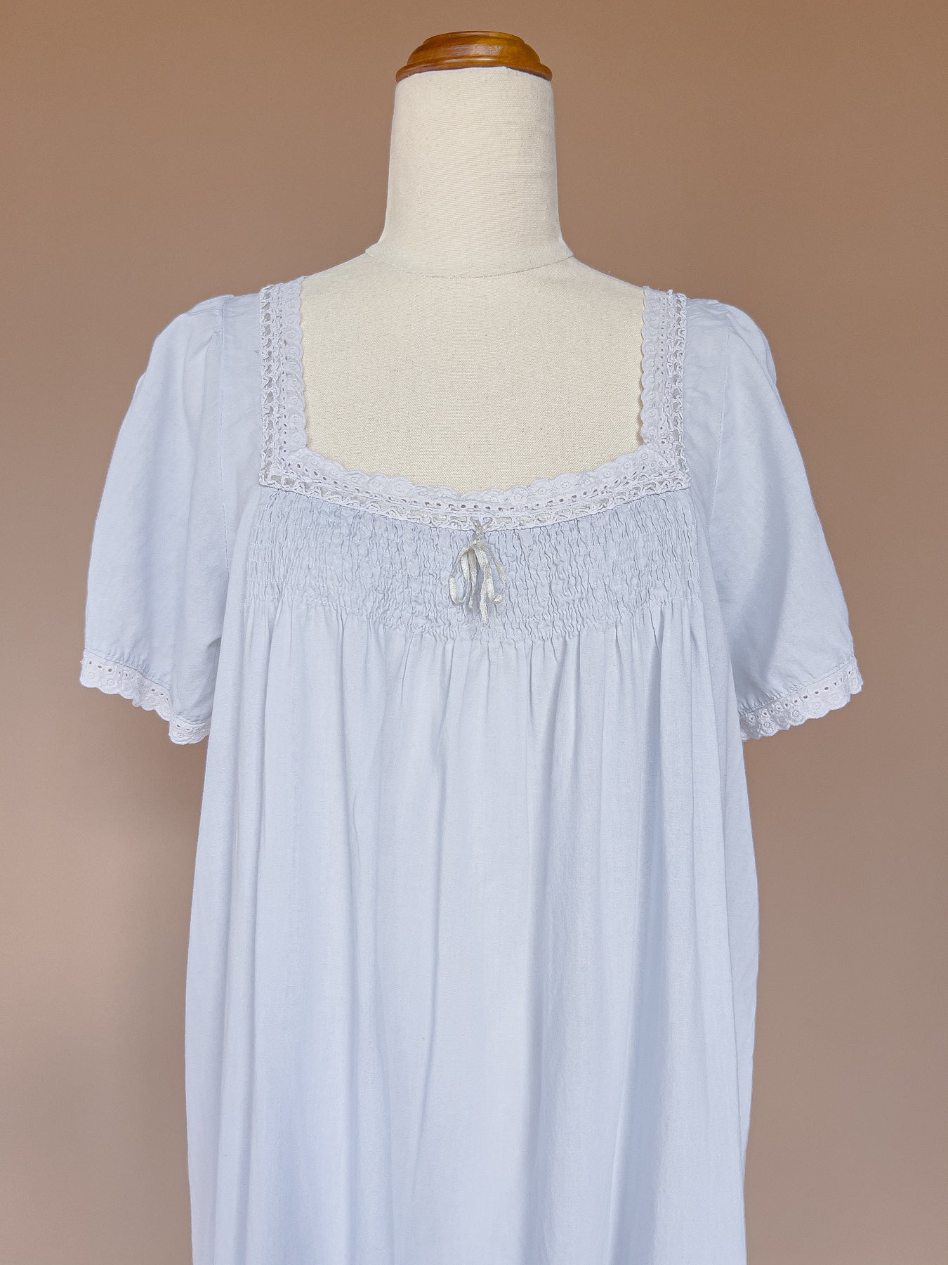 VINTAGE Powder Blue Cotton Nightgown Dress S/M/L