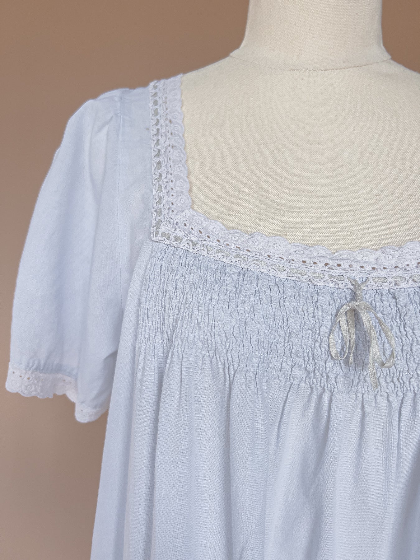 VINTAGE Powder Blue Cotton Nightgown Dress S/M/L