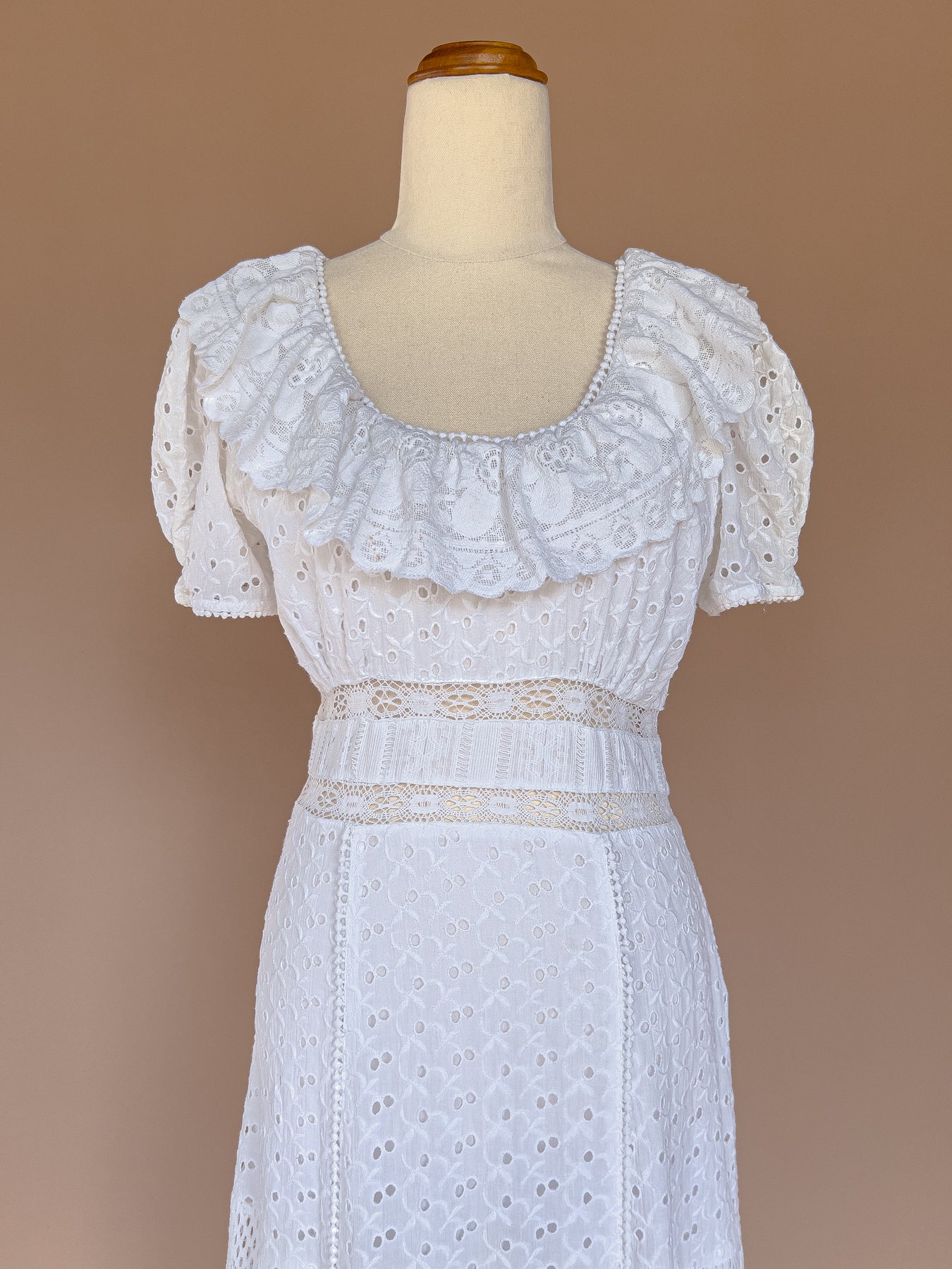 LOVESHACK FANCY Cotton Broderie Anglaise And Crochet Stassie Dress True White S