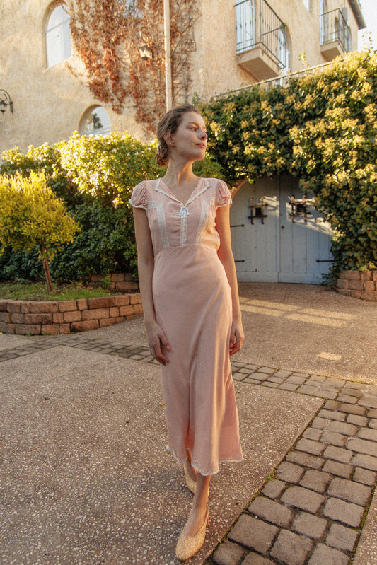 PRELOVED Pink Cap Sleeve Midi Nightgown Dress S