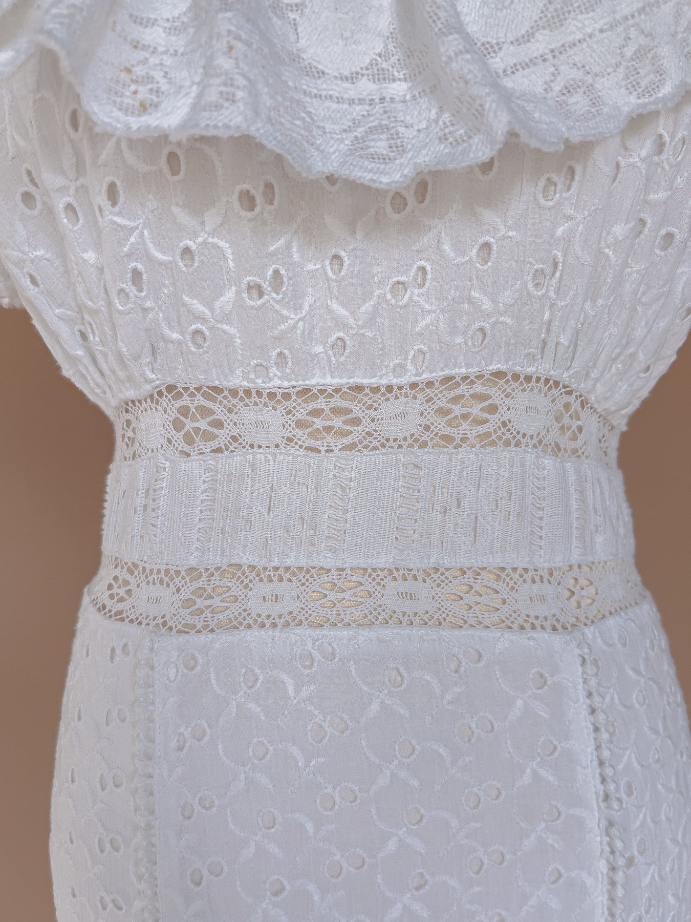 LOVESHACK FANCY Cotton Broderie Anglaise And Crochet Stassie Dress True White S