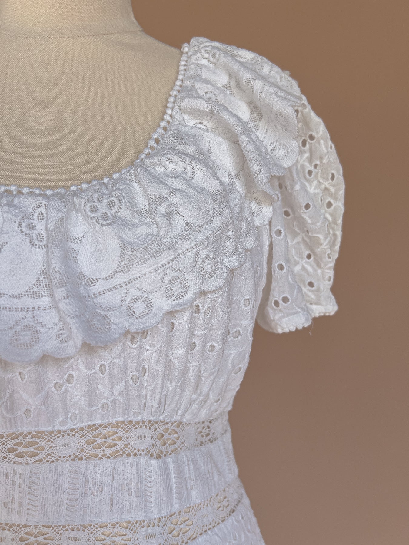 LOVESHACK FANCY Cotton Broderie Anglaise And Crochet Stassie Dress True White S