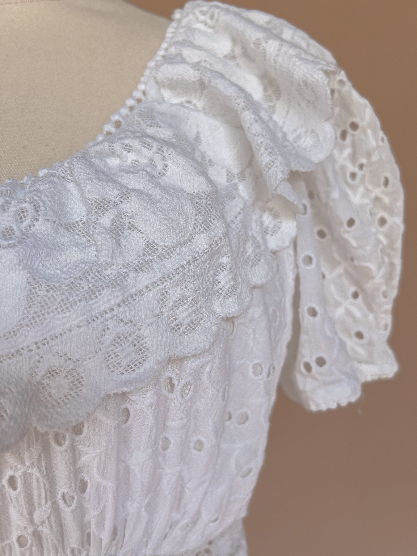 LOVESHACK FANCY Cotton Broderie Anglaise And Crochet Stassie Dress True White S