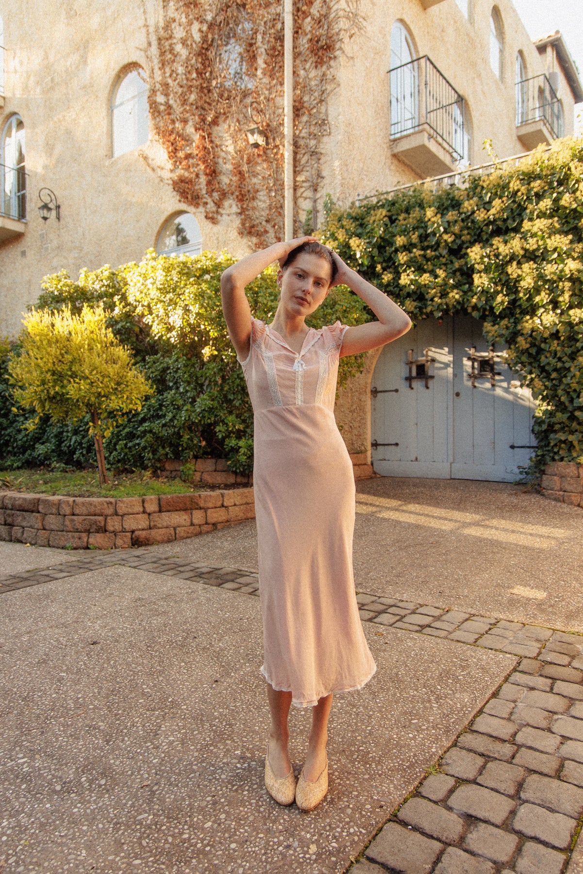 PRELOVED Pink Cap Sleeve Midi Nightgown Dress S