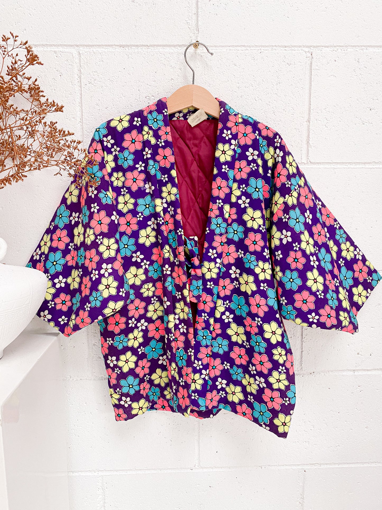 VINTAGE Floral Thick Quilted Kimono 8 And Older